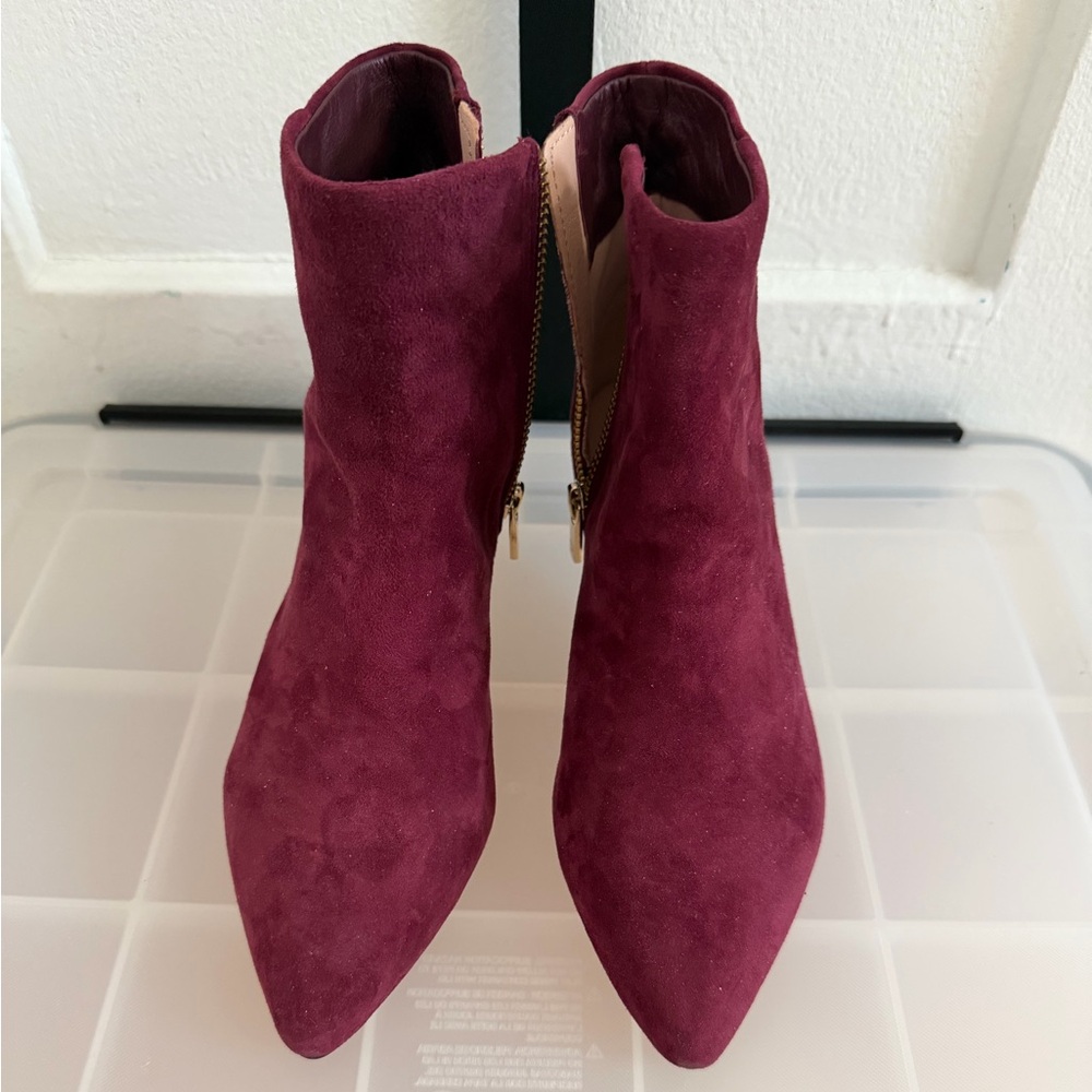 Taryn Rose Plum Suede Ankle Booties